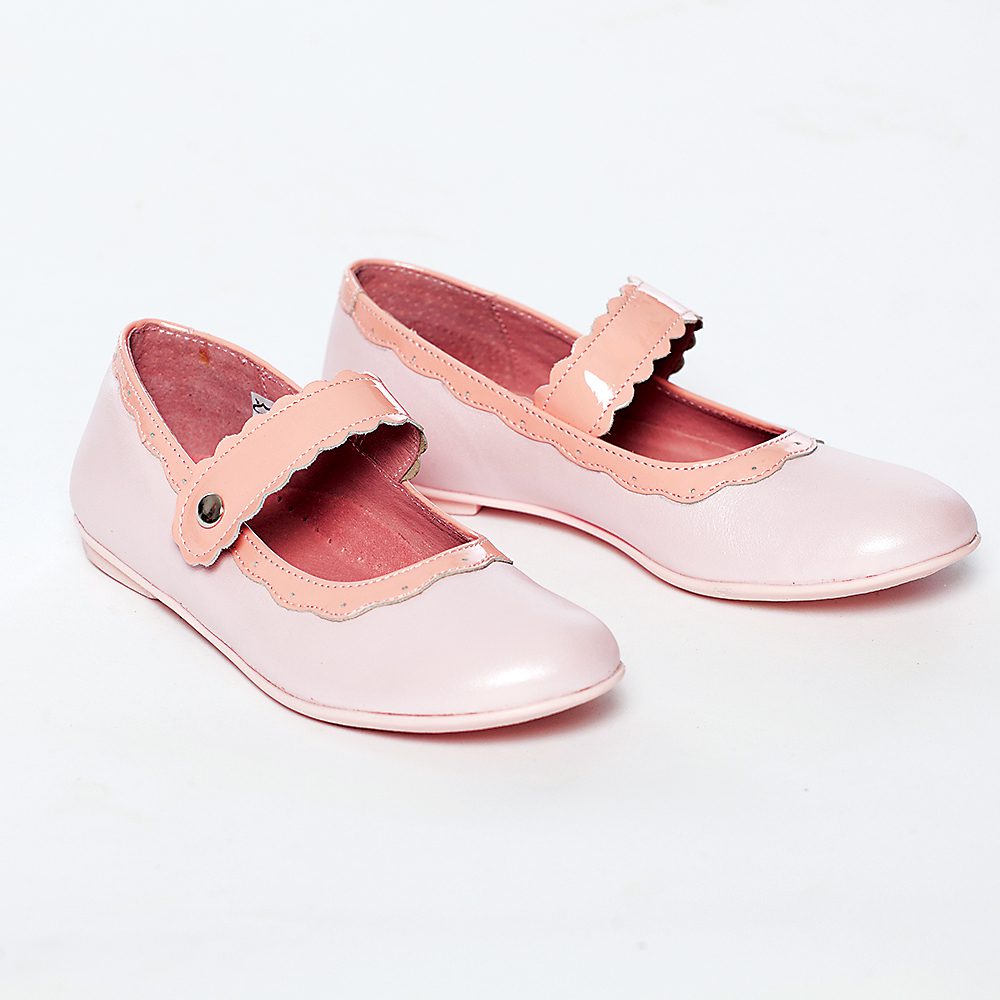 Balerini fete din piele naturala Lola Pj Shoes roz