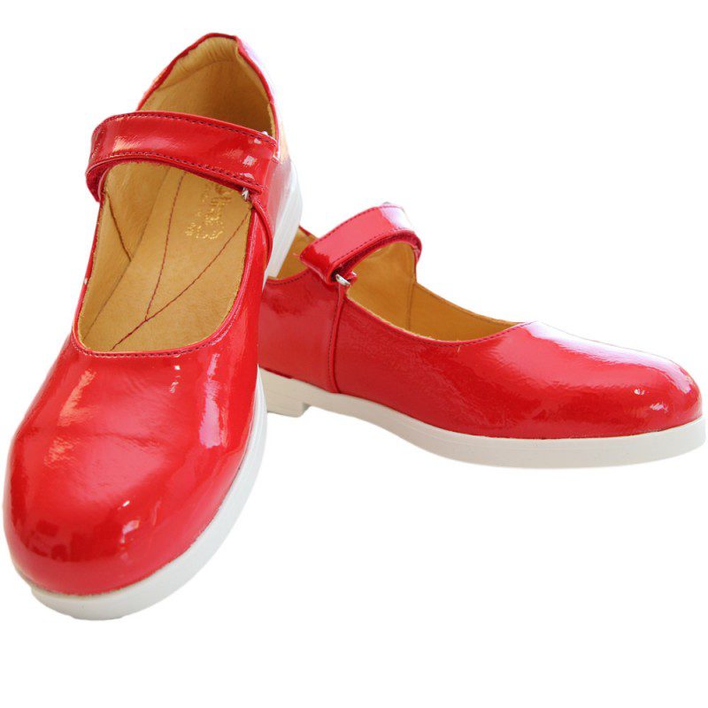 Pantofi fete piele Tino lac rosu