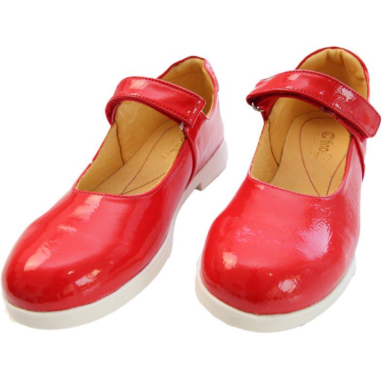 Pantofi fete piele Tino lac rosu