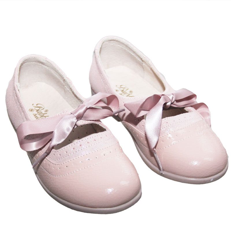 Pantofi copii roz nud din piele naturala