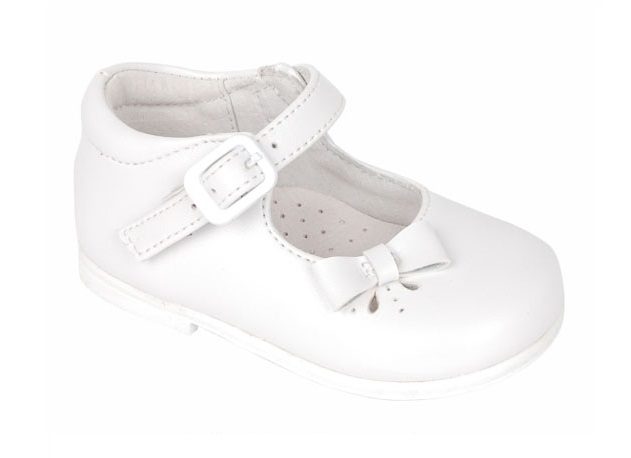 Pantofiori fetite albi din piele naturala