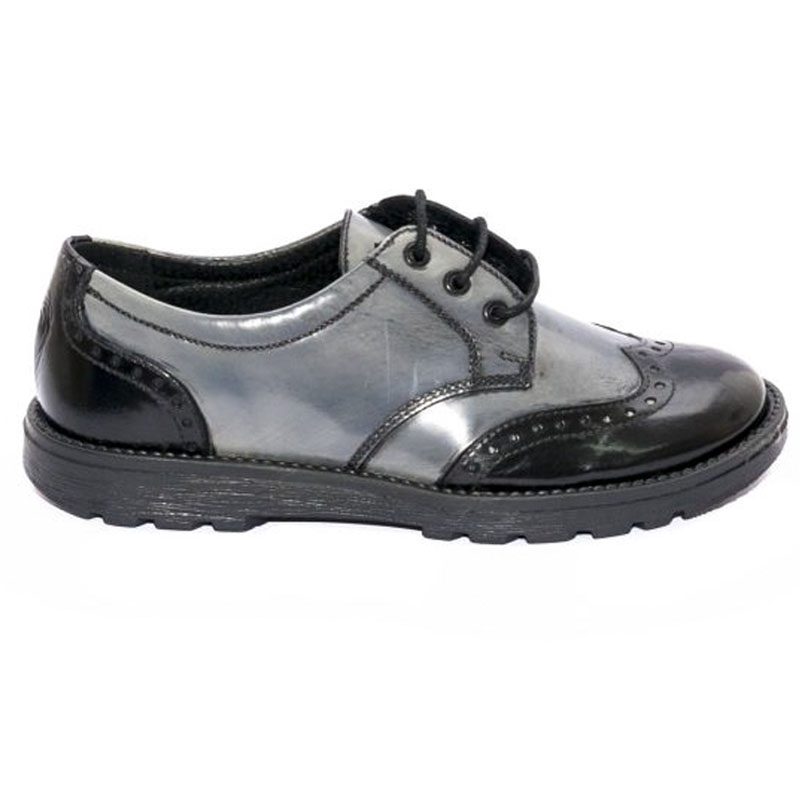 Pantofi scoala Frigerio Pj Shoes gri negru - Truffi Kids