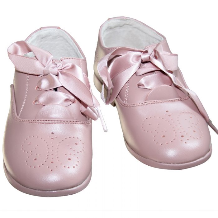 Pantofi copii Fluturas din piele naturala rosa