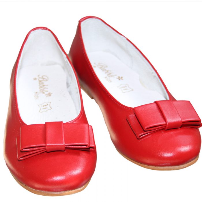 Pantofi fete rosii din piele naturala