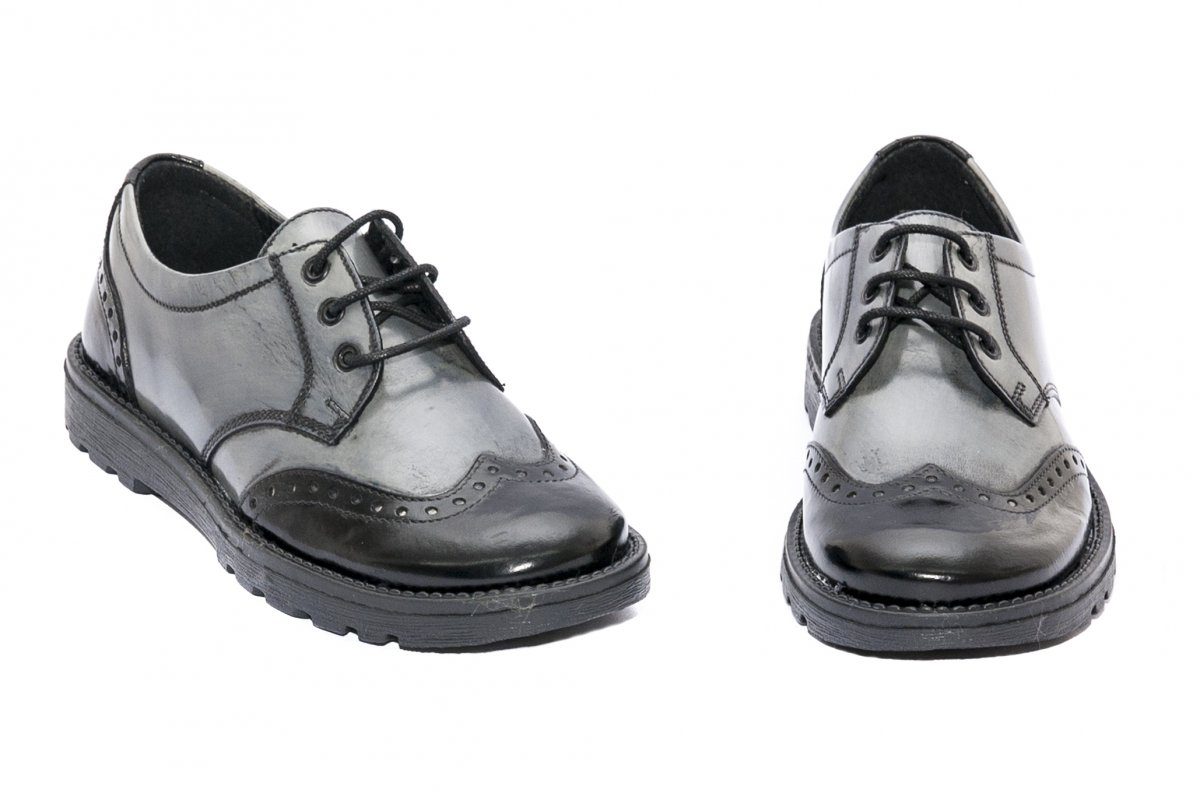 Pantofi copii scoala Frigerio Pj Shoes gri negru 31-36