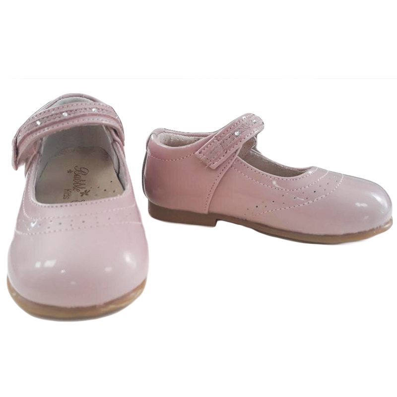Pantofiori copii din piele naturala roz pal