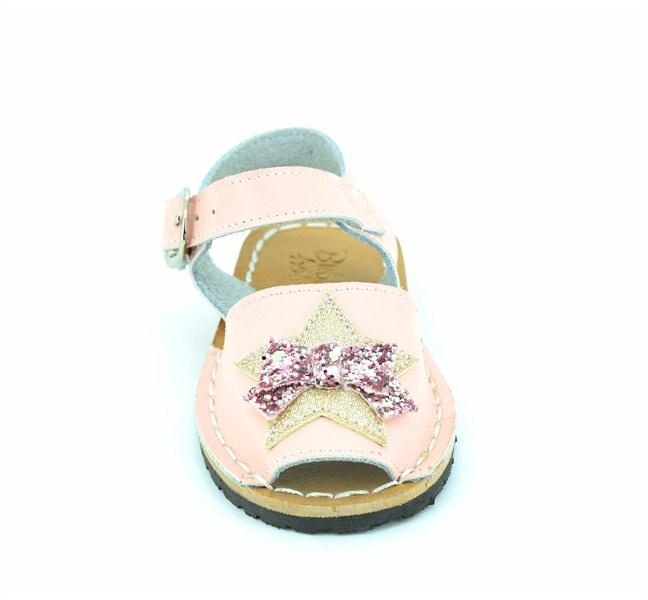 Sandale copii roz din piele naturala cu aplicatii stralucitoare