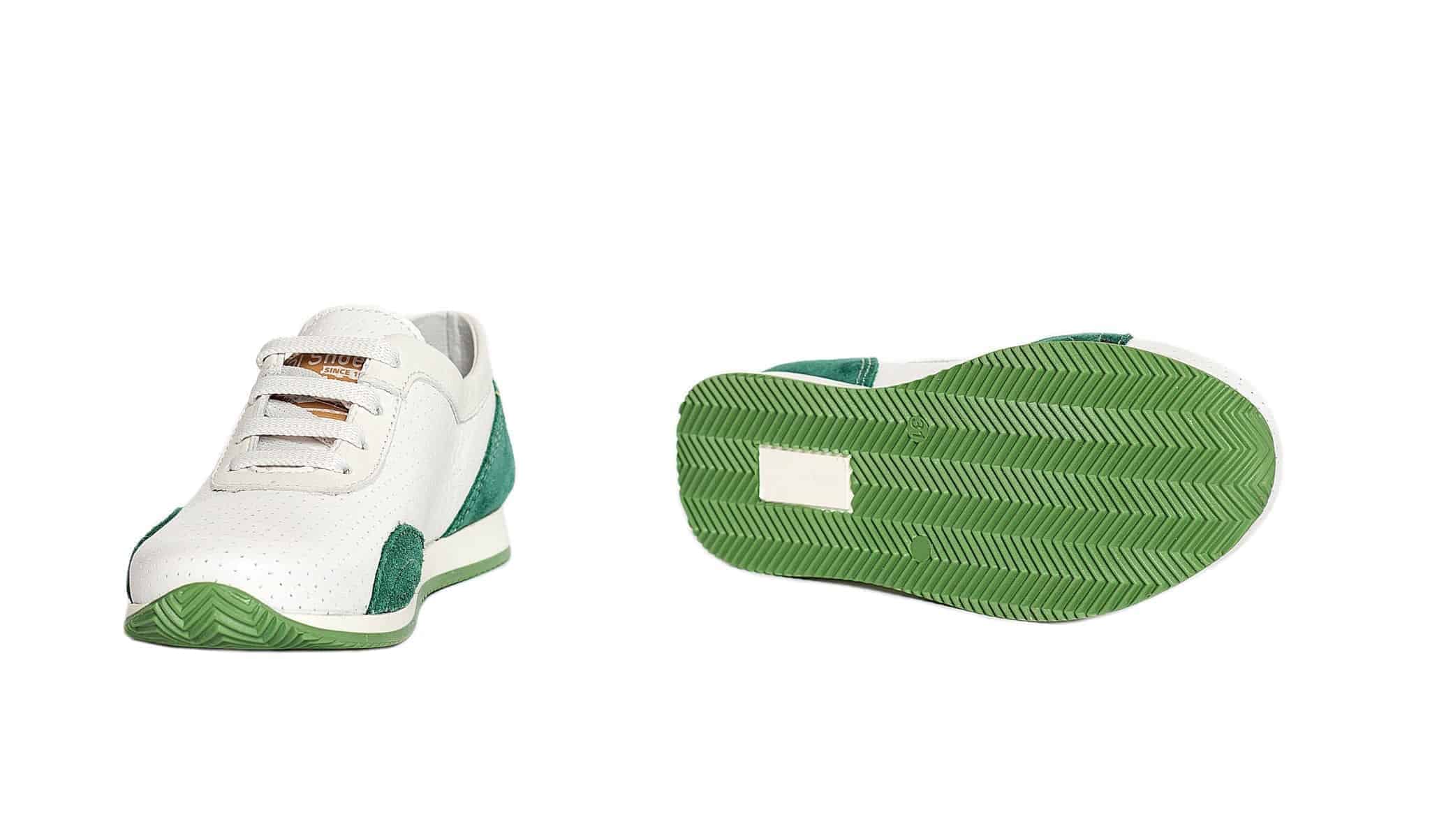 Pantofi sport din piele Oskar alb verde