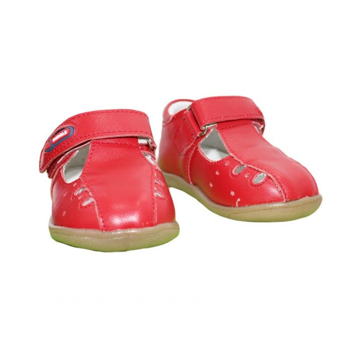 Pantofiori decupati din piele naturala bleumarin/rosu/alb 19-24