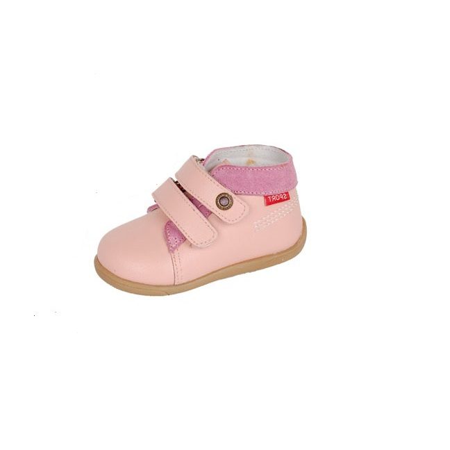 Pantofiori copii din piele naturala bleumarin/gri/roz