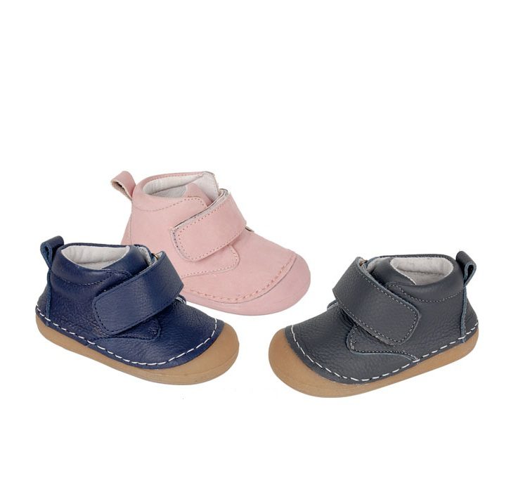 Pantofi copii din piele naturala bleumarin/gri/roz