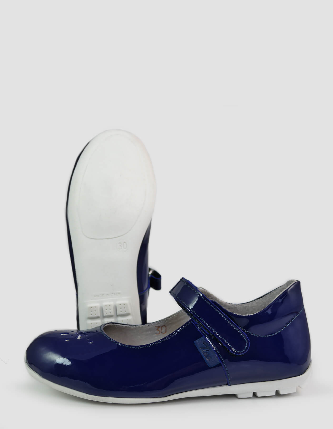 Pantofi fete din piele naturala bleumarin cu bareta TINO, 30-35