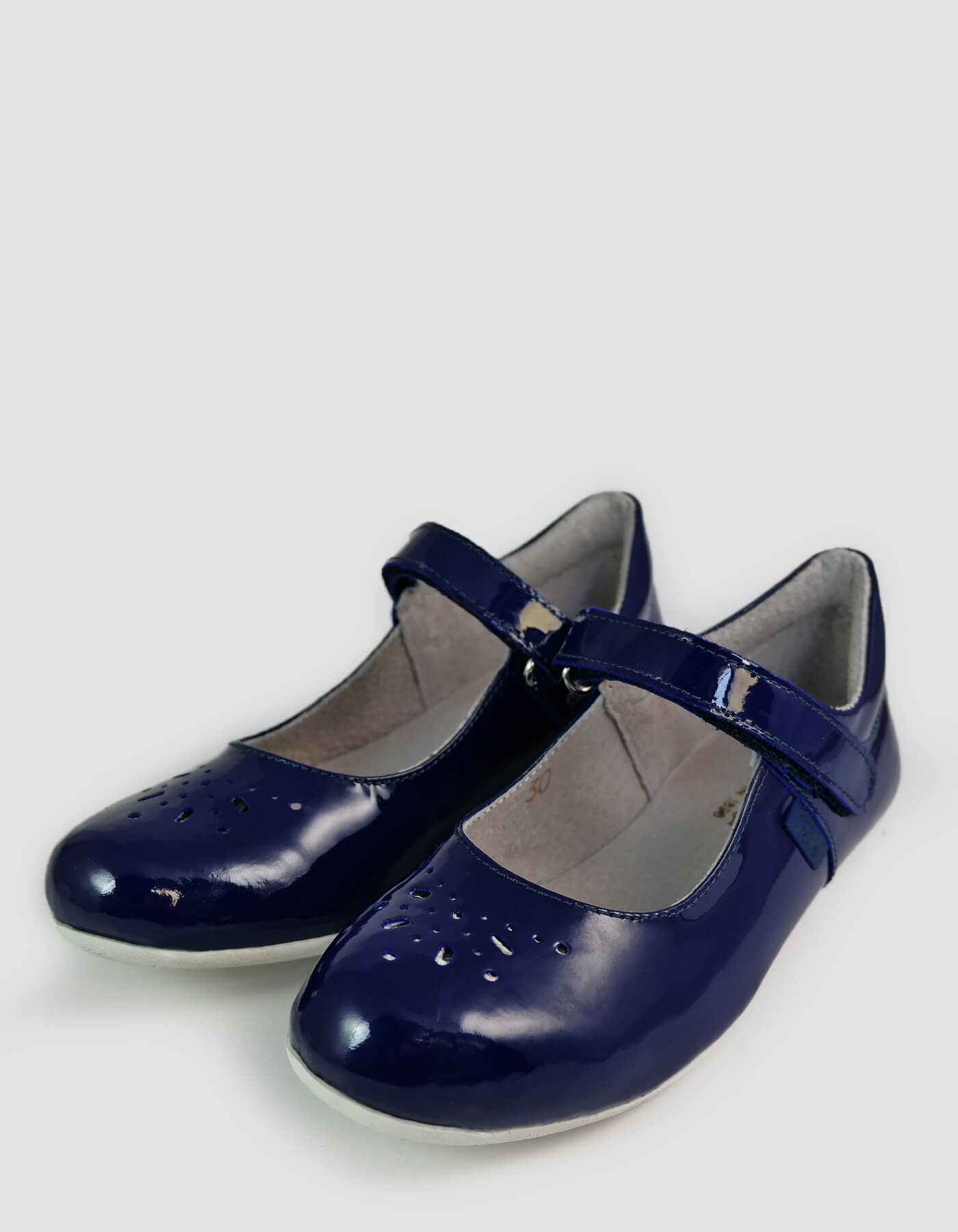 Pantofi fete din piele naturala bleumarin cu bareta TINO