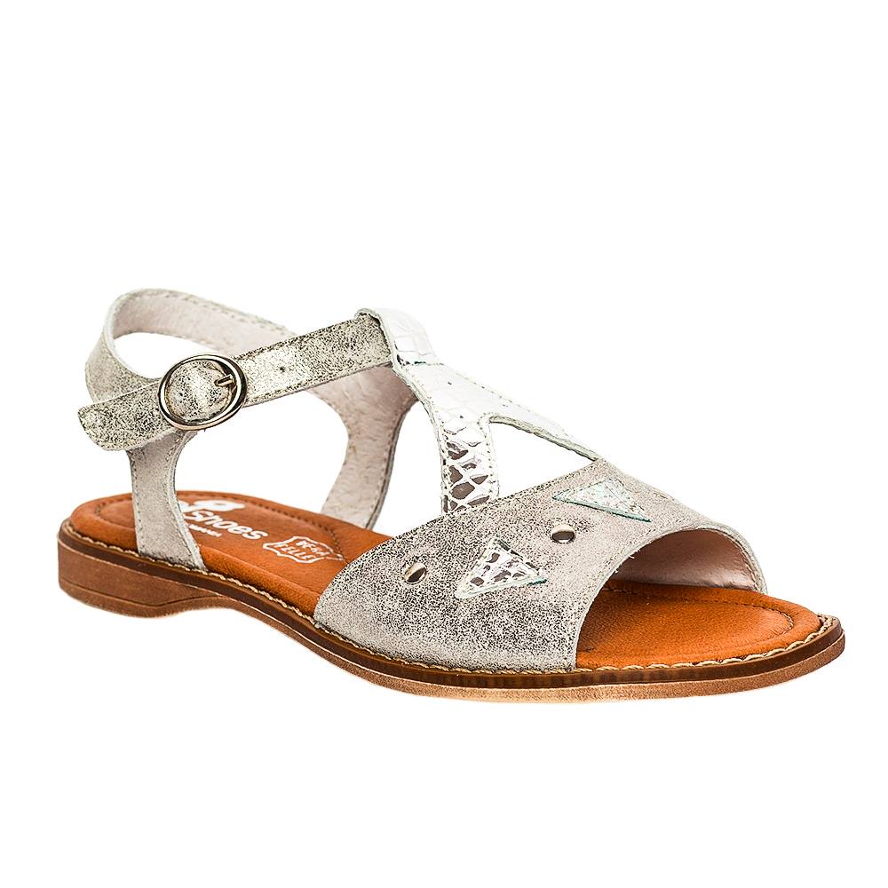 Sandale din piele pentru fete, Venus argintiu, PJ Shoes