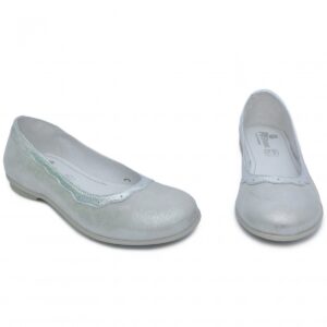 Pantofi balerini fete pj shoes Lulu argintiu, marimi 27-36