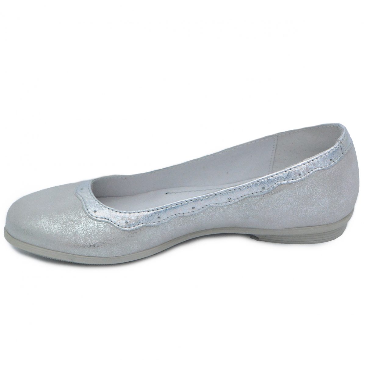 Pantofi balerini fete pj shoes Lulu argintiu, marimi 27-36