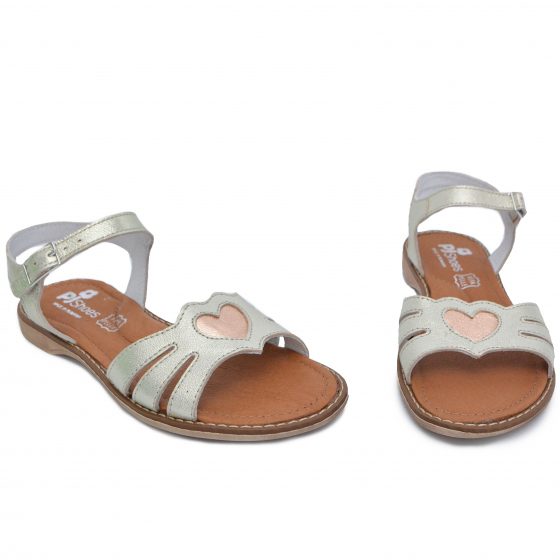 Sandale din piele pentru fete Core argintiu PJ Shoes, marimi 27-30