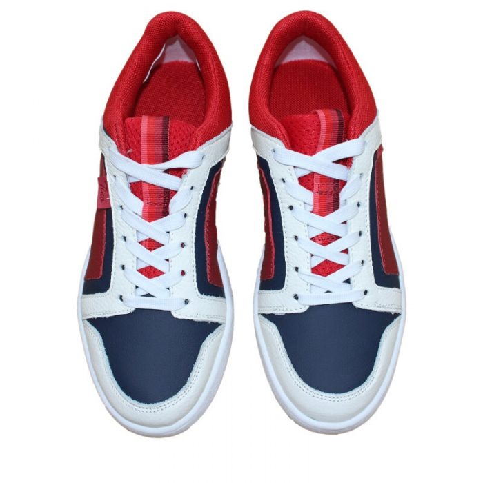 Pantofi Casual copii rosu/bleumarin cu siret din piele naturala