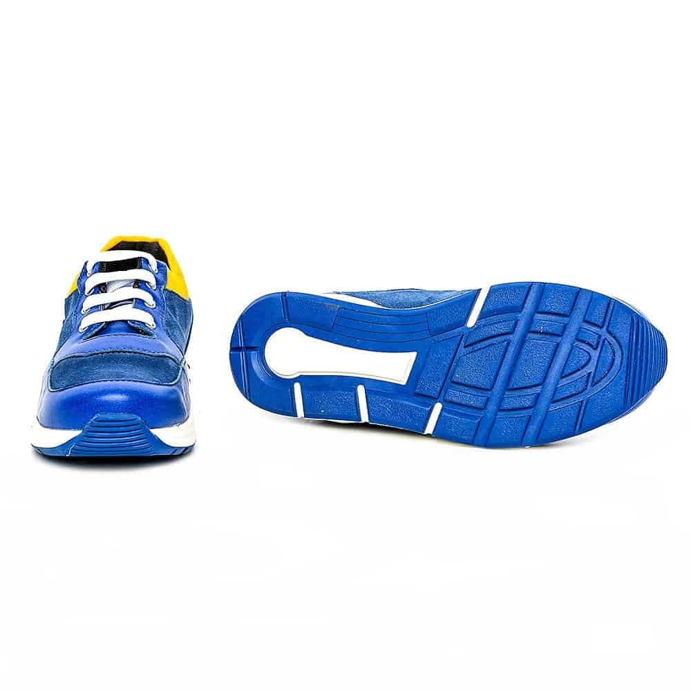 Tenisi din piele pentru copii Horia PJ Shoes Blu Galben