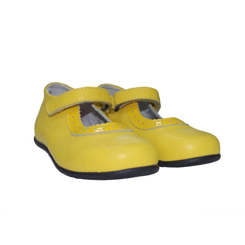 Pantofi copii din piele naturala galben marimea 26