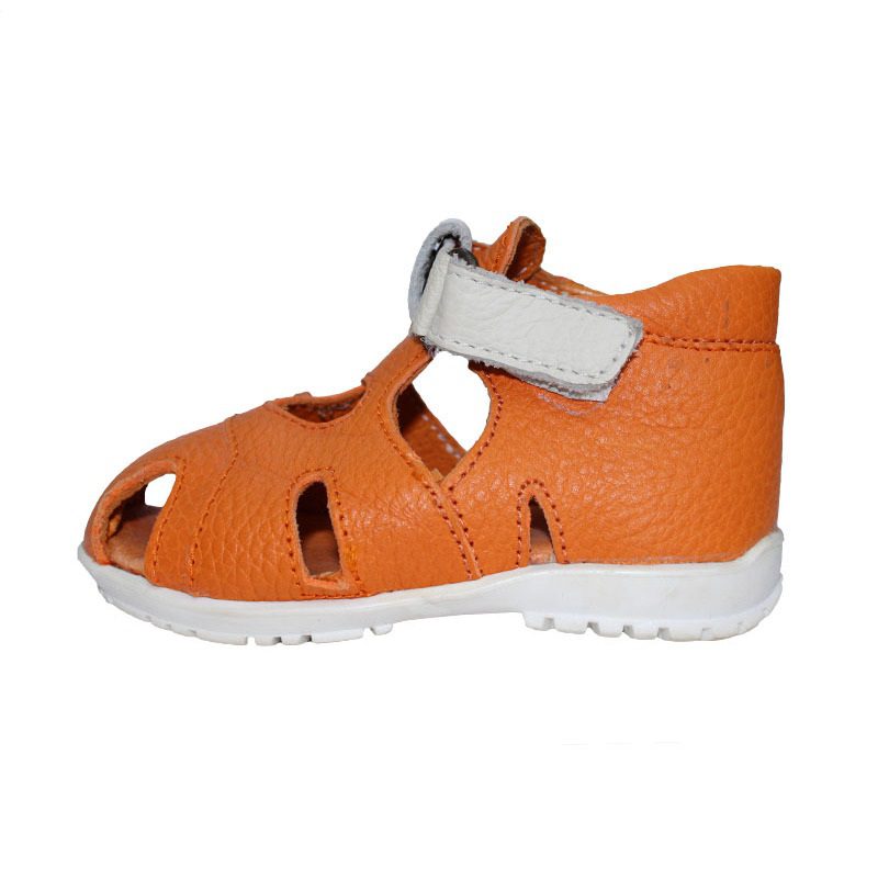 Sandalute copii din piele naturala portocaliu marimea 20