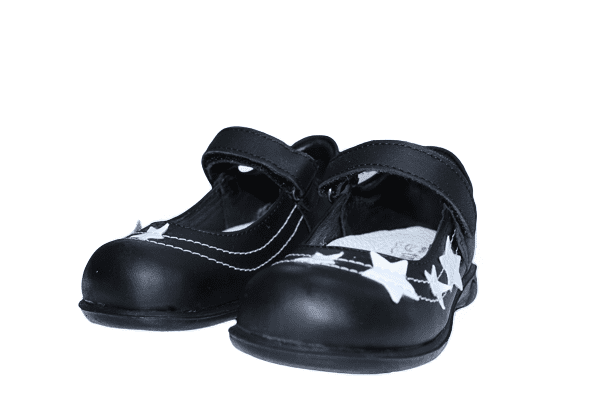 Pantofi Copii Piele Negri cu Stelute Albe