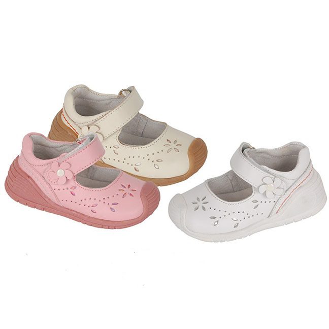 Pantofi pentru Fetite din Piele Naturala Roz/ Alb/ Bej