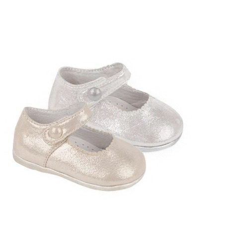 Pantofiori Copii Eleganti din Piele naturala Sidefata Auriu/ Argintiu